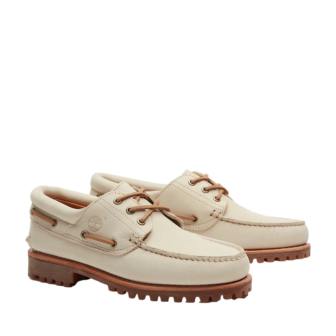 Beige Timberland Authentic Lake House 3-Eye Lug båtsko med lærrem og gummisåle, klassisk og komfortabel sko for utendørs bruk