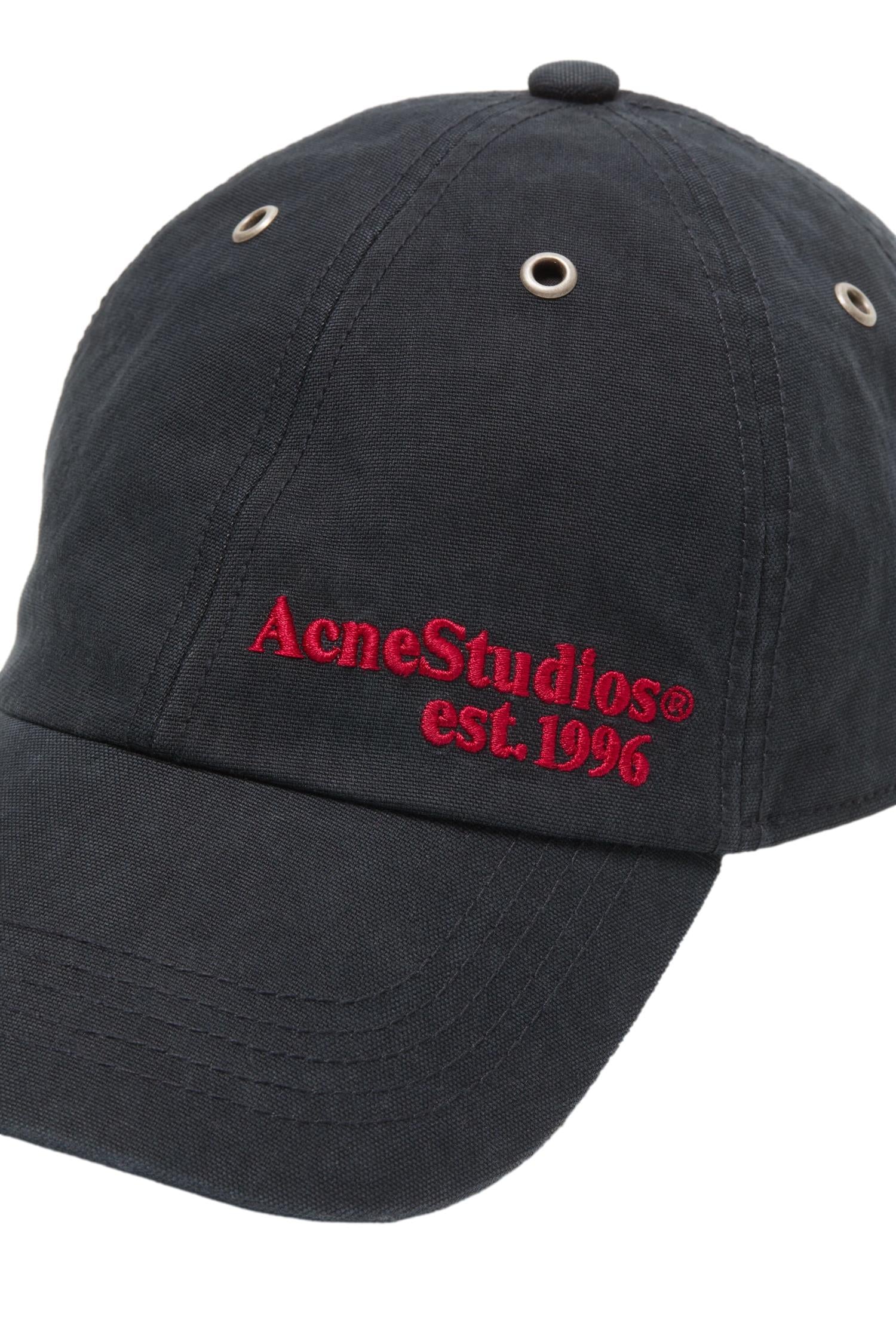 Acne Waxed Logo Cap Caps Mørkeblå