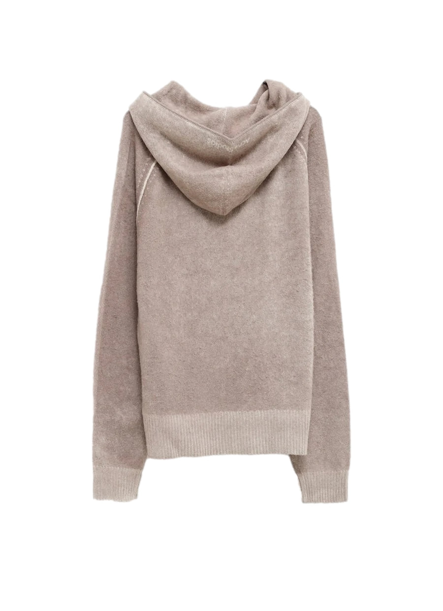 Acne Hooded Zipper Sweater Hettegenser Beige - modostore.no