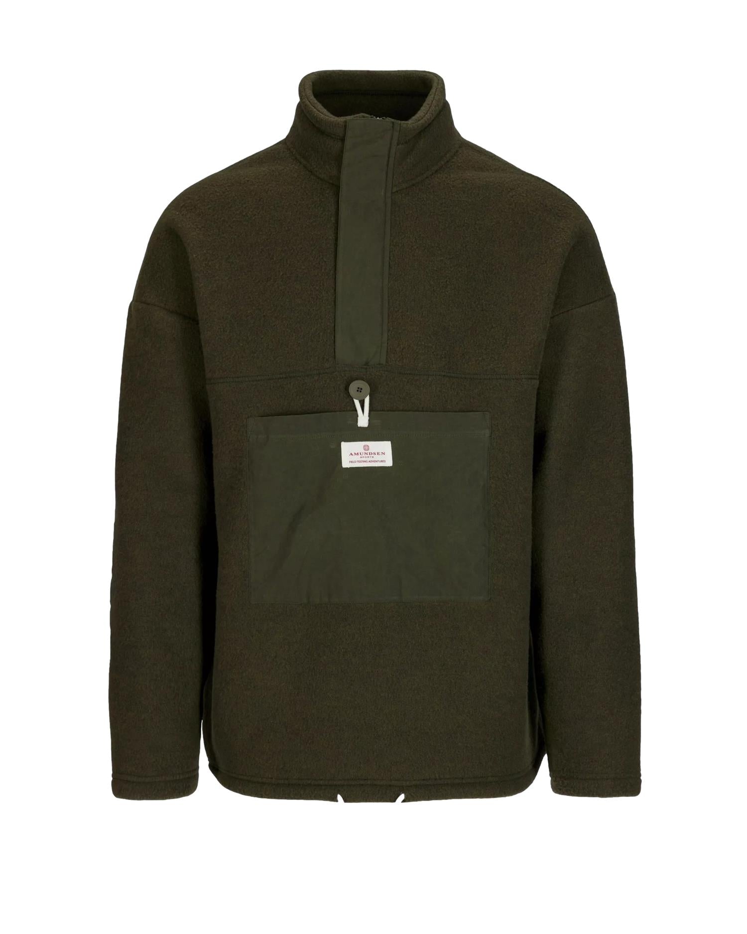 Amundsen Vagabond Waxed Fleece Mens Genser Militærgrønn