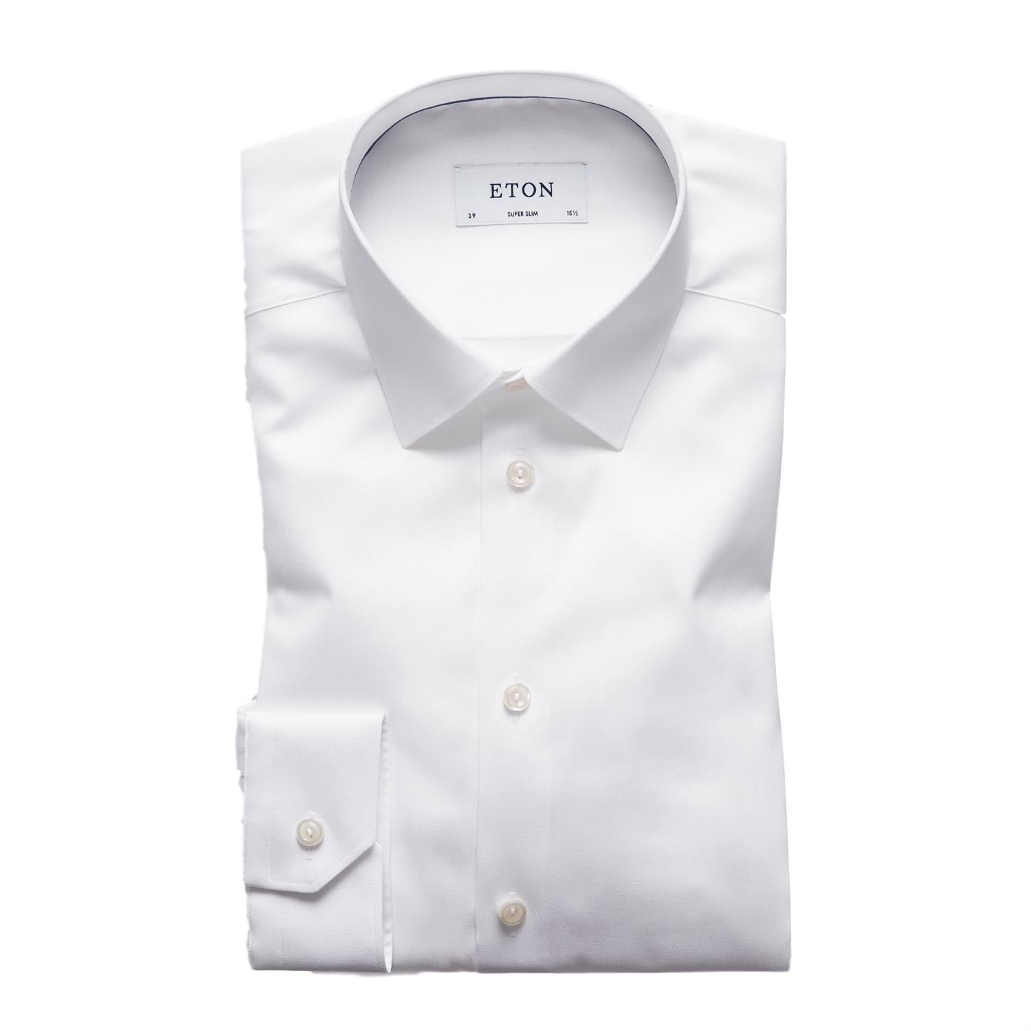 Eton 3000 Super Slim White Signature Twill Shirt Skjorte Hvit - modostore.no