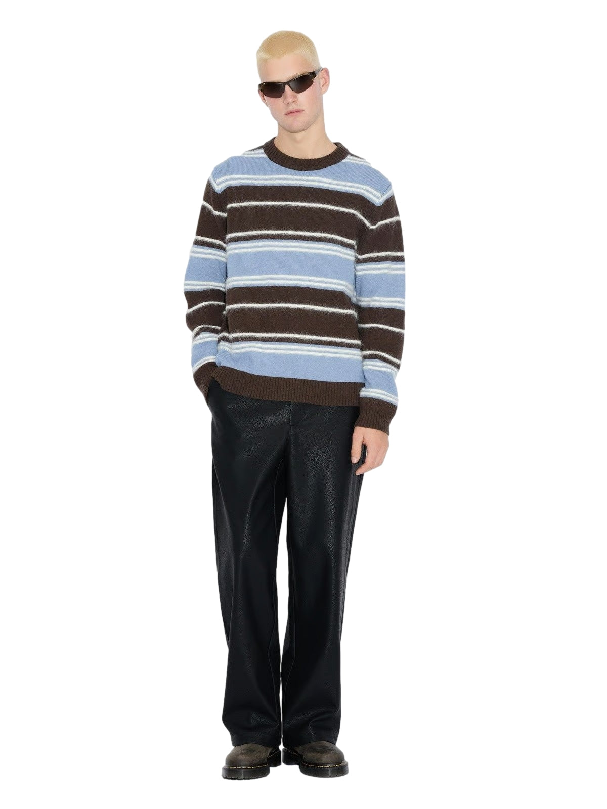 Holzweiler WOOL STRIPE CREW Genser Lyseblå Striper - modostore.no