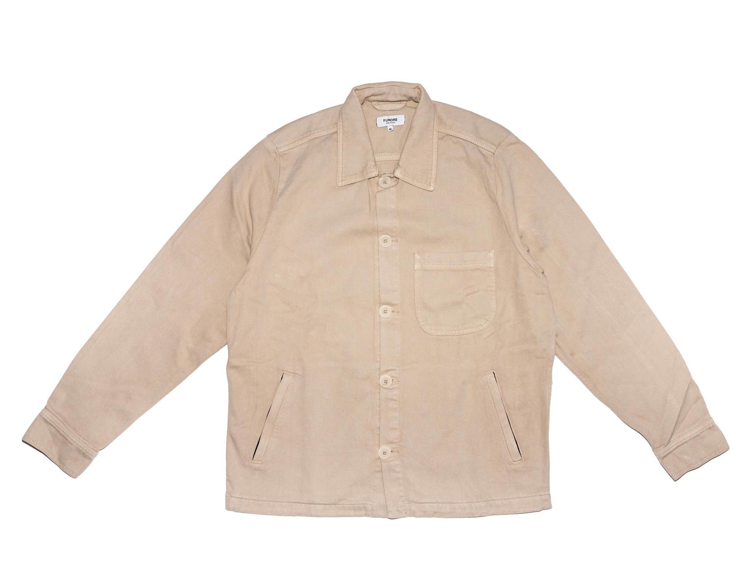 Furore Furore Toby overshirt i taupe, myk bomullsovershirt med knapper og lommer, avslappet og stilfull passform