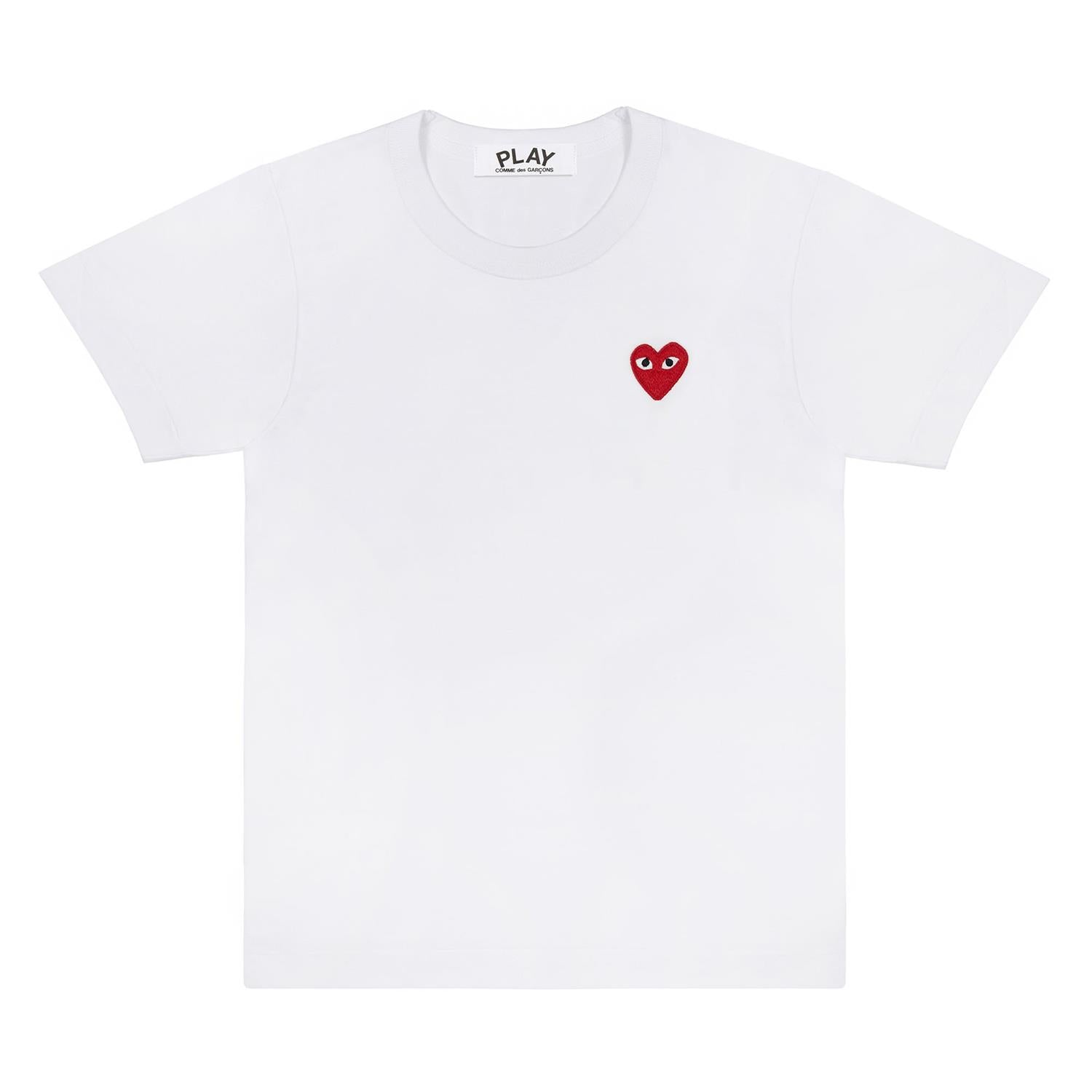 Comme des Garcons Play Unisex T-Shirt Red Emblem T-shirt Hvit