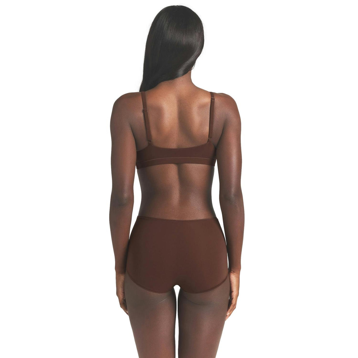 SKIMS Fits Everybody Scoop Bralette i mørkebrun, komfortabelt undertøy for kvinner med myk bomullsdesign.