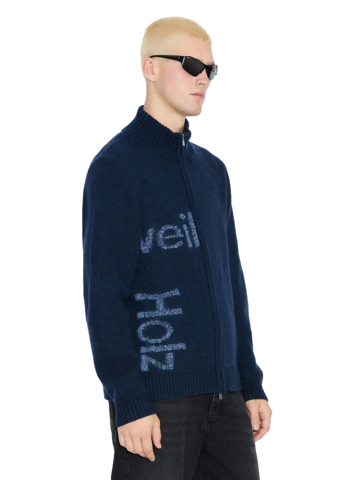 Holzweiler Haza Logo Zip Cardigan Genser Mørk Blå Melert - modostore.no