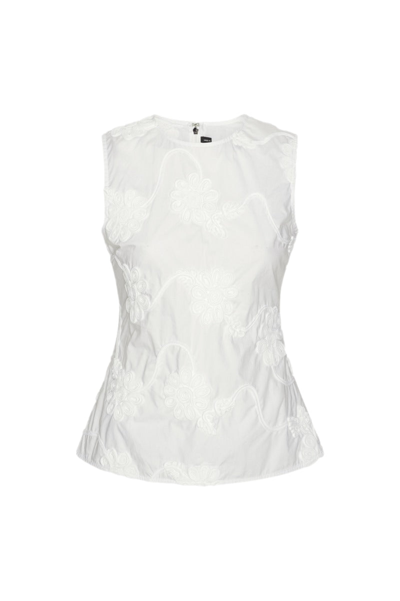 ROTATE Flower Sleeveless Top Topp Hvit - modostore.no