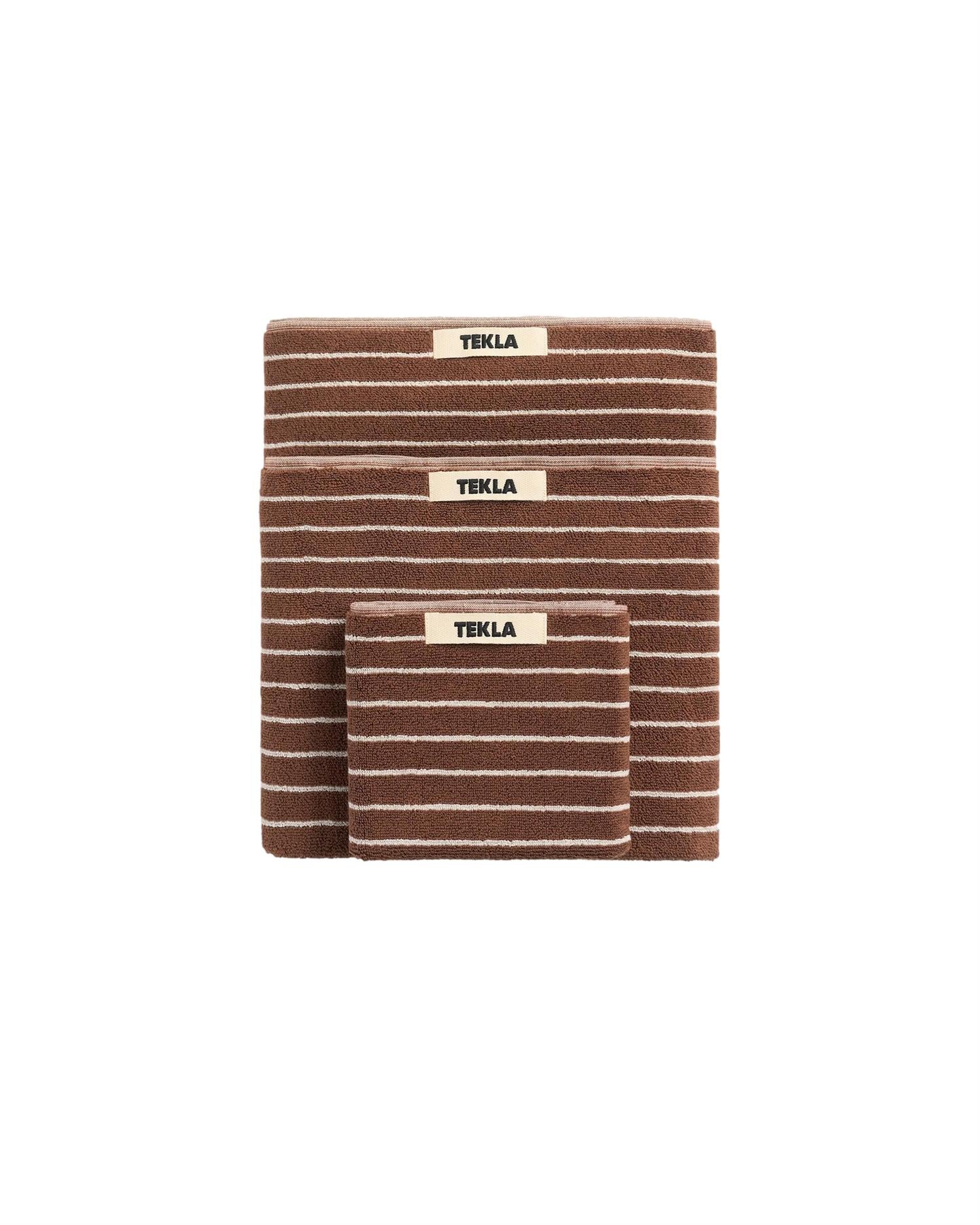 Tekla Terry Guest Towel (30x50cm) Rust Stripes Håndkle Rustrød