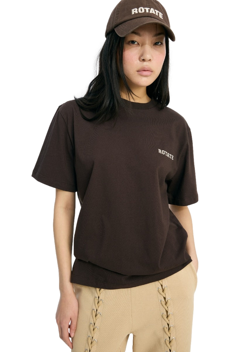 ROTATE Jersey Oversized T-Shirt Topp Mørkebrun