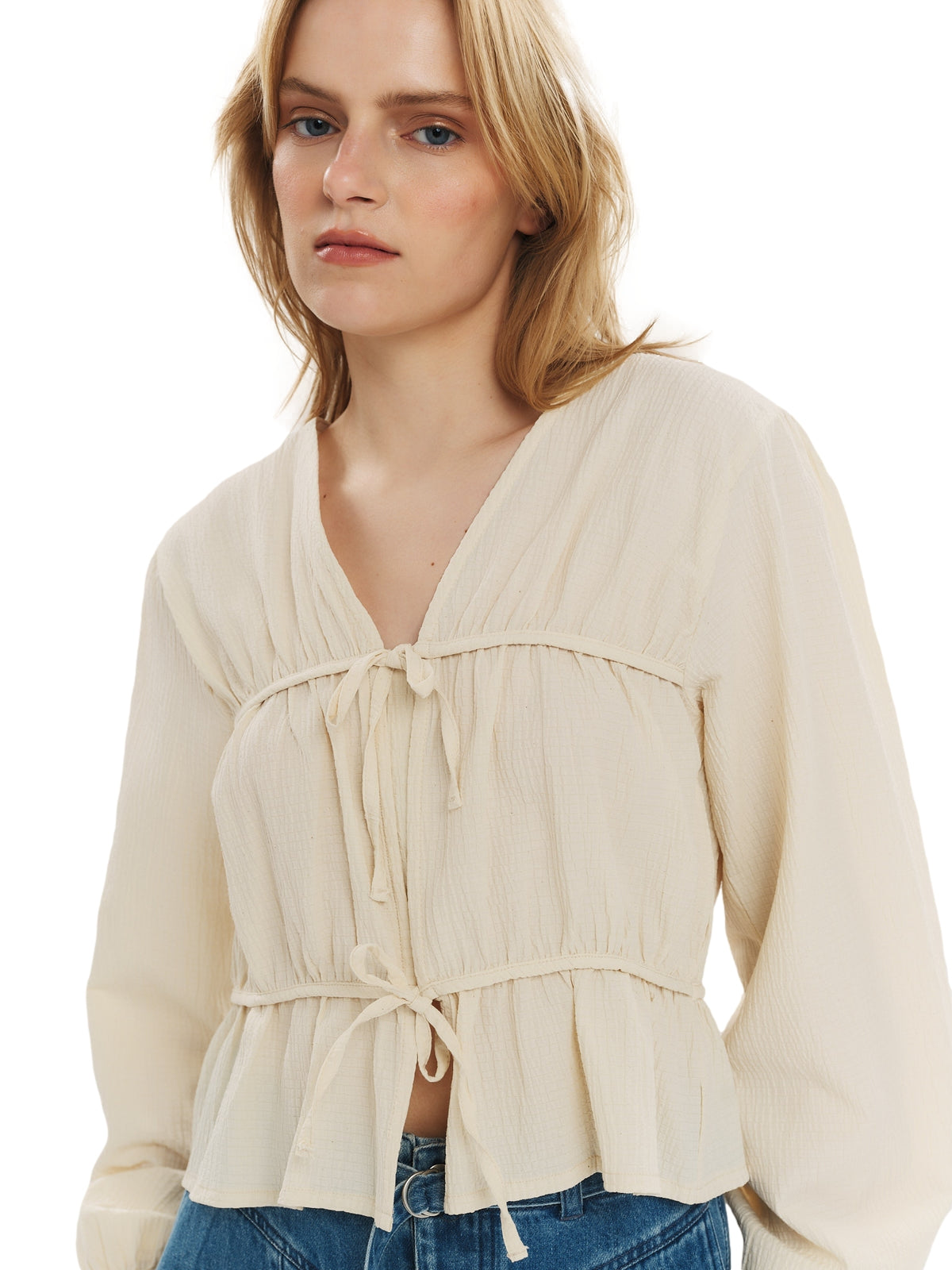 Once Untold Indiana String Blouse Topp Off-White
