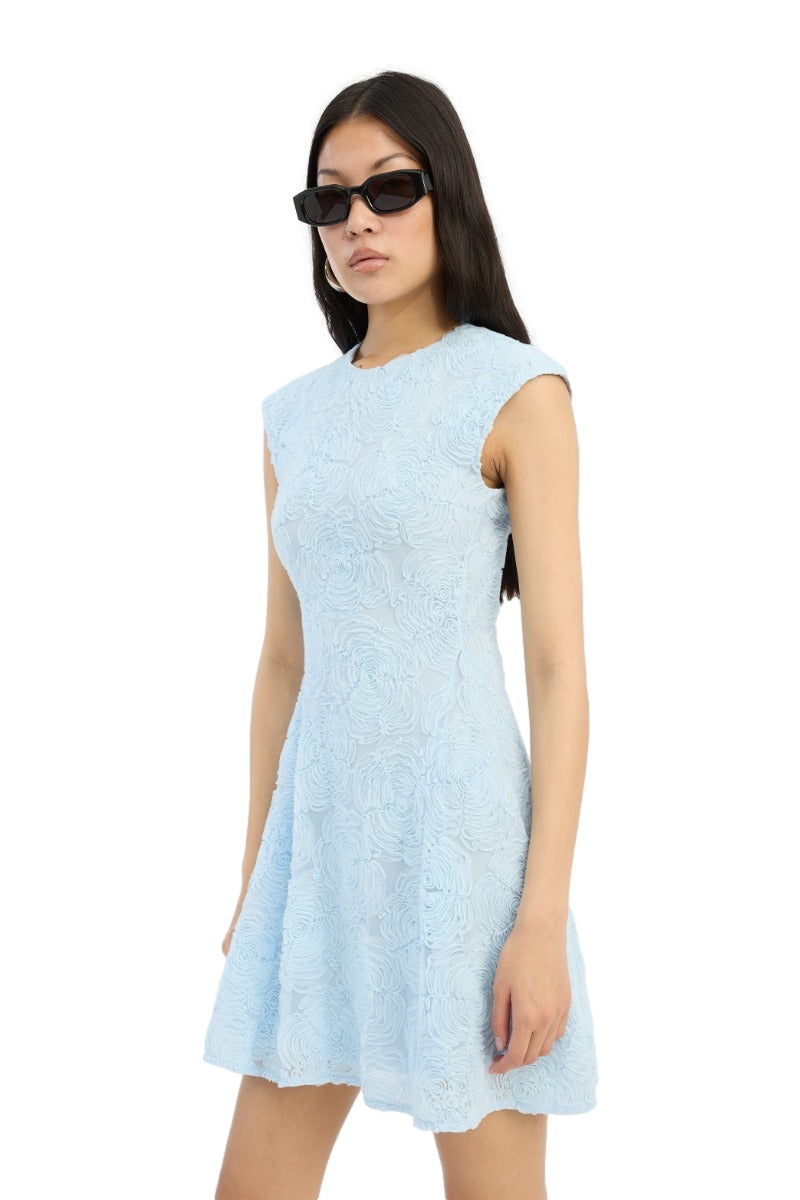 ROTATE Mesh Mini Dress Kjole Lyseblå - modostore.no