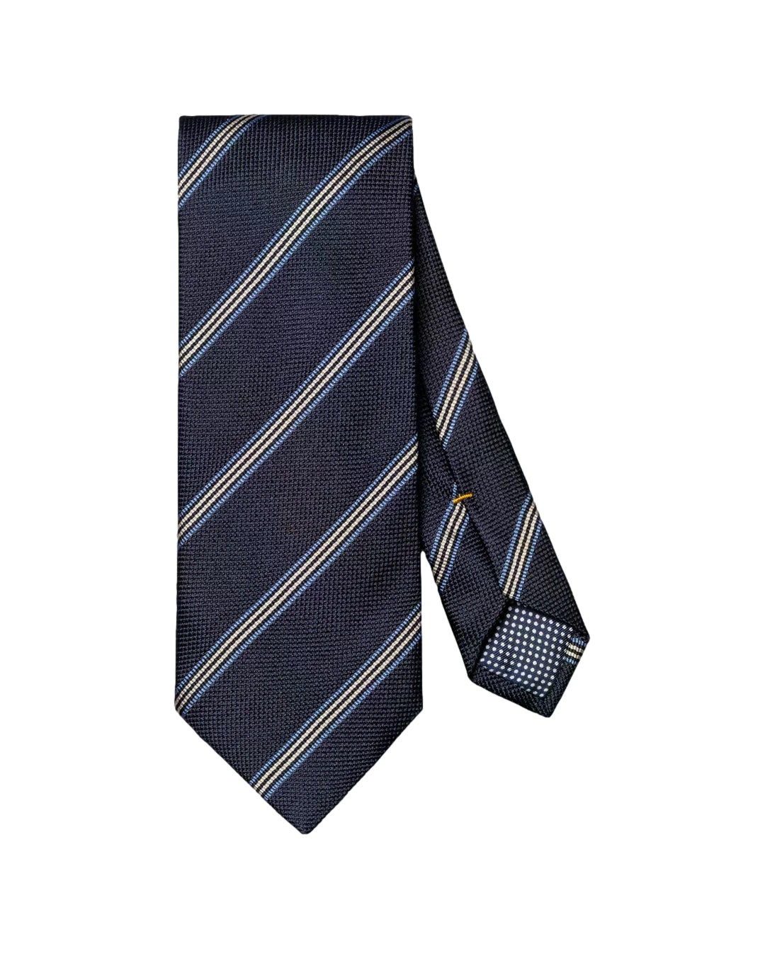 Eton Striped Woven Silk Tie Navy Blue Slips Mørkeblå