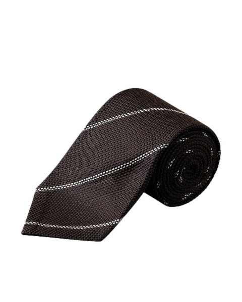Eton Striped Genadine Silk Tie Slips Brun Mønster