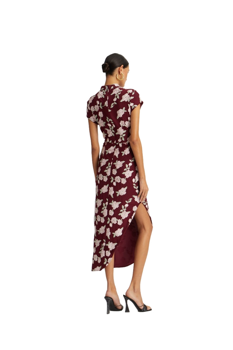 ROTATE Mesh Asymmetric Dress Kjole Vinrød - modostore.no