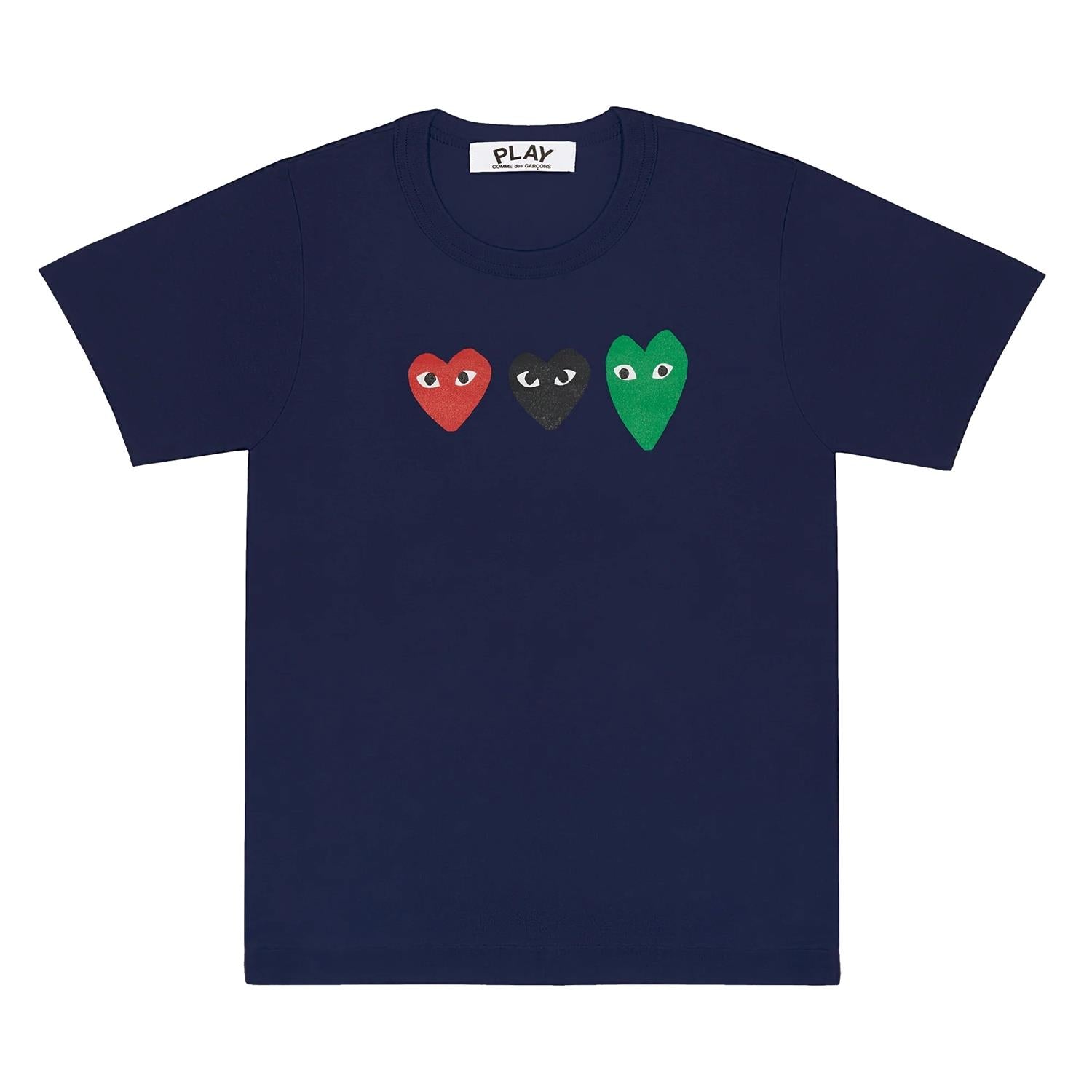 Comme des Garcons Play U T-shirt Logo Print Knit T-shirt Navy - modostore.no