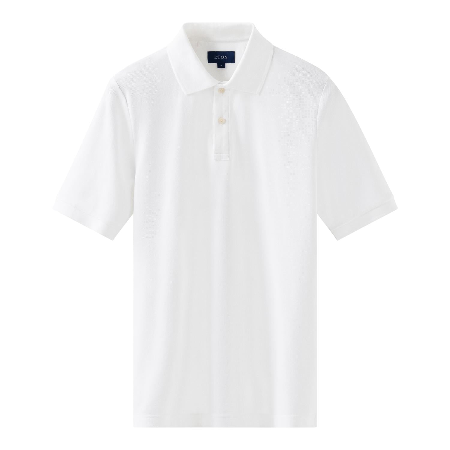 Eton White Solid Pique Poloshirt T-shirt Hvit - modostore.no