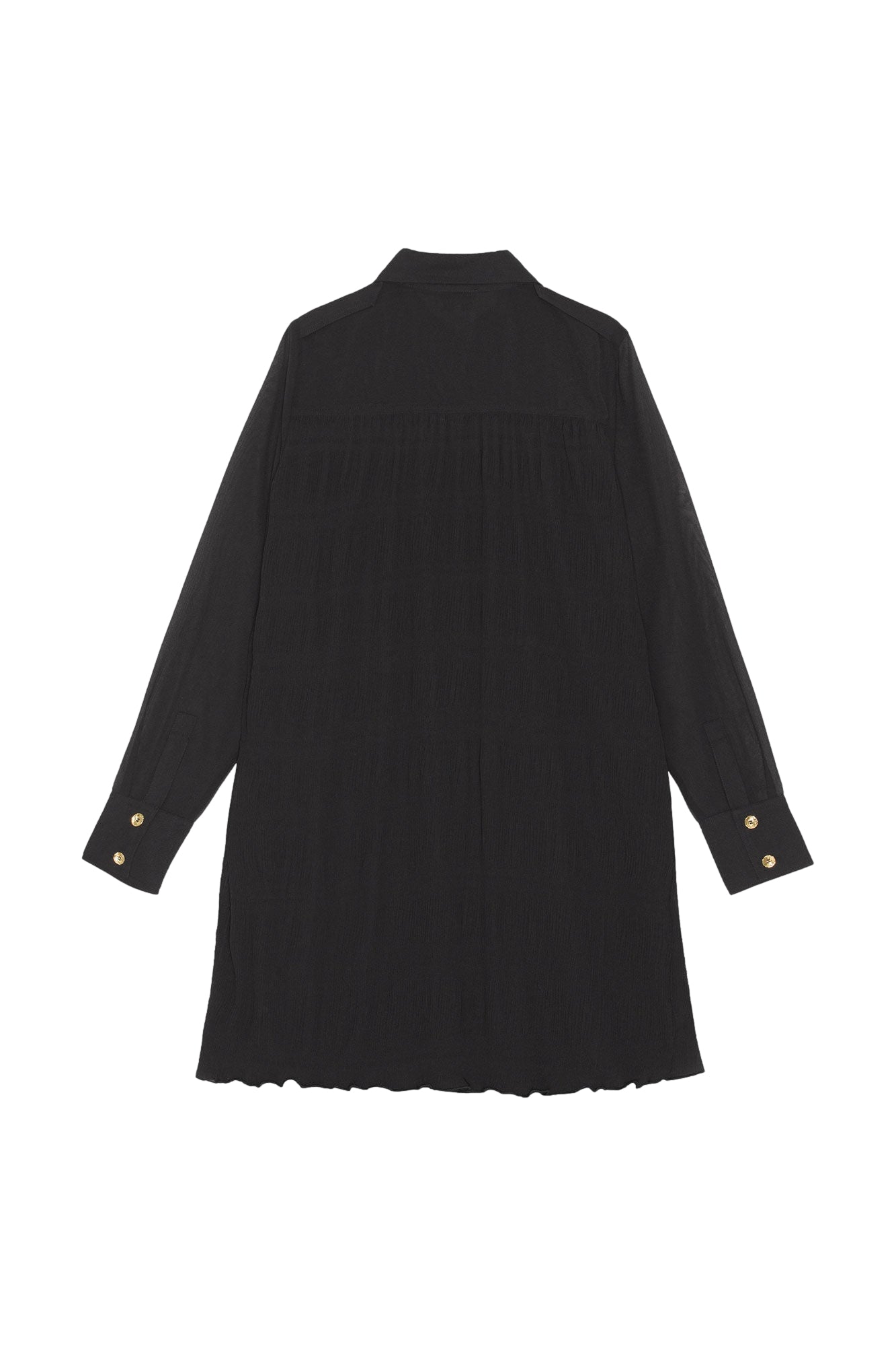 Ganni Pleated Georgette Shirt Dress Kjole Sort - modostore.no