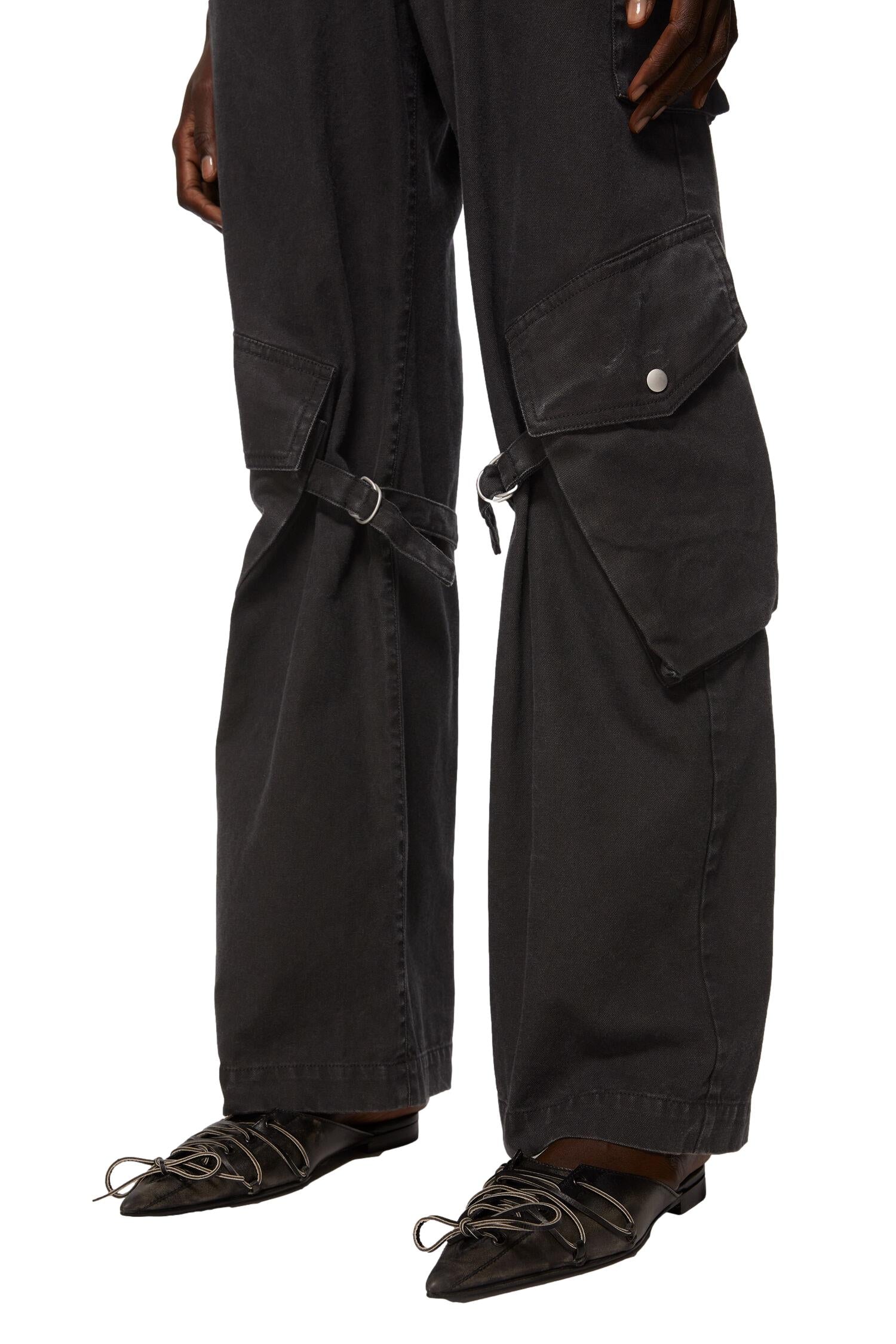 Acne Cargo Trousers Cargobukser Vasket Sort - modostore.no