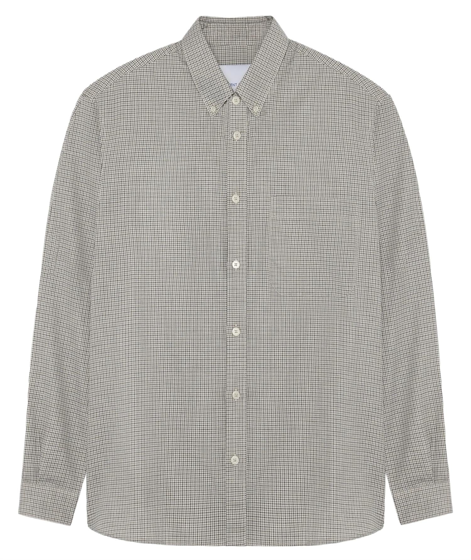 Garment Project Relaxed LS Button Down Bone/Grey Check Skjorte Beige Grå - modostore.no