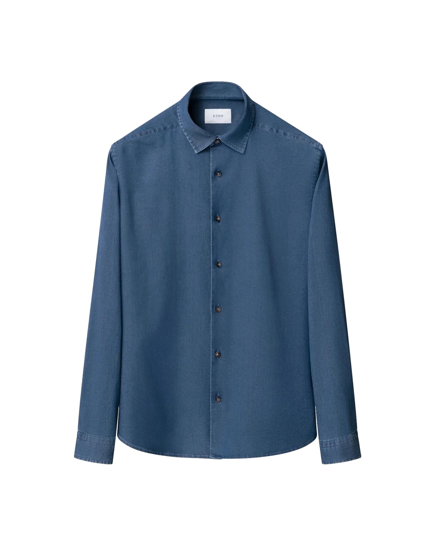 Eton Dark Wash Denim Stretch Shirt Skjorte Denim