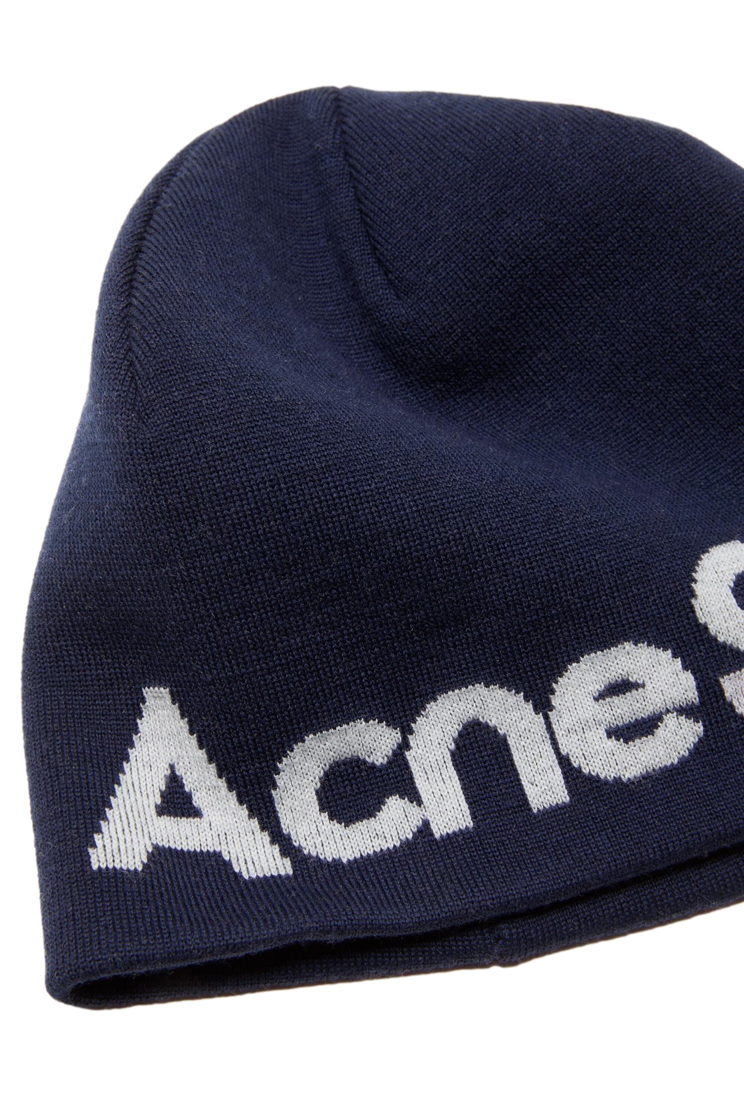 Acne Wool Knit Beanie Lue Mørkeblå