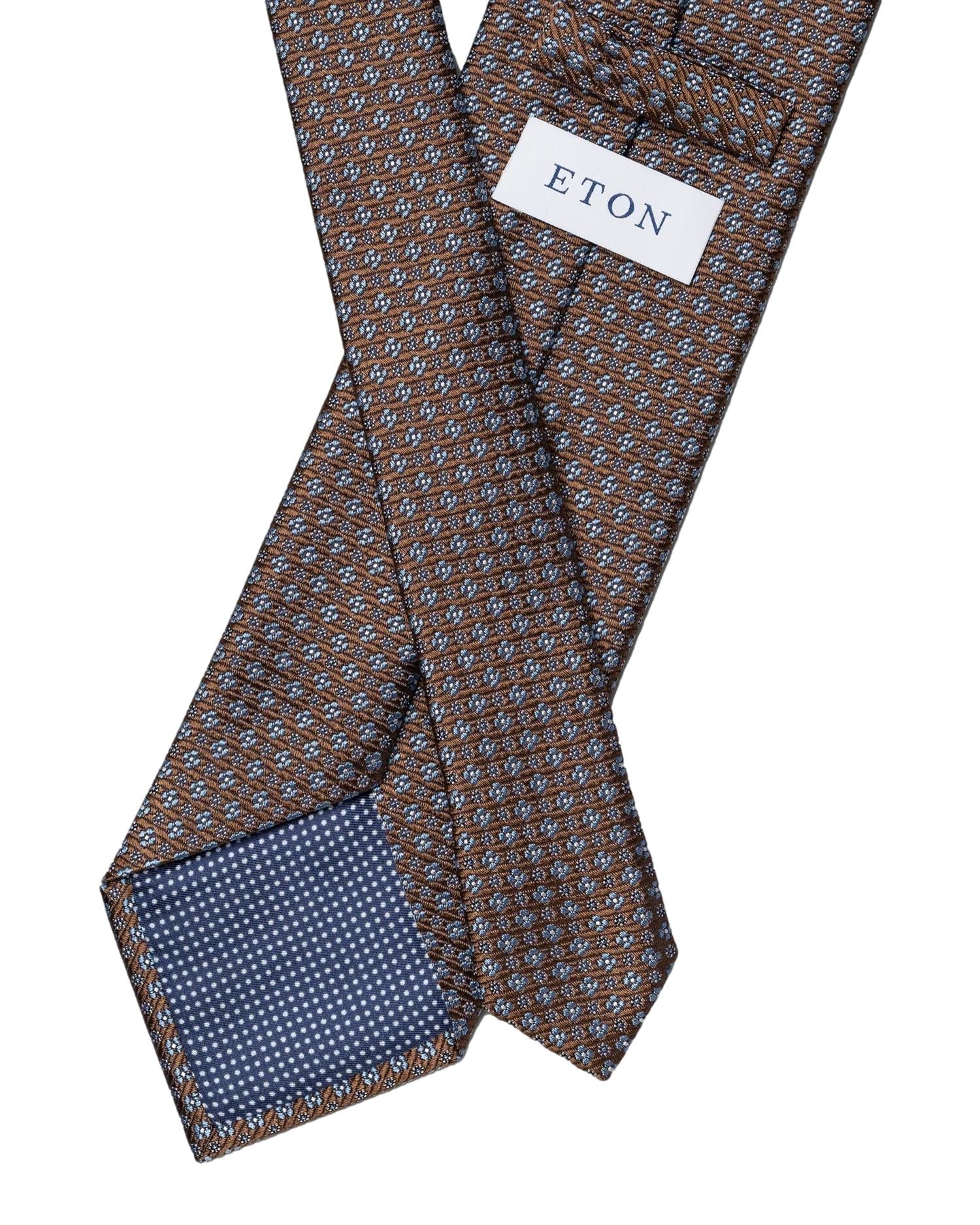 Eton Floral Woven Silk Tie Slips Burgunder Mønster