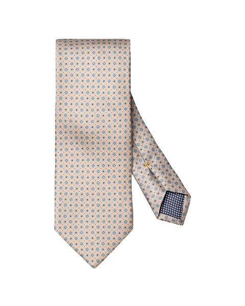 Eton Geometric Print Silk Tie Slips Beige Mønster