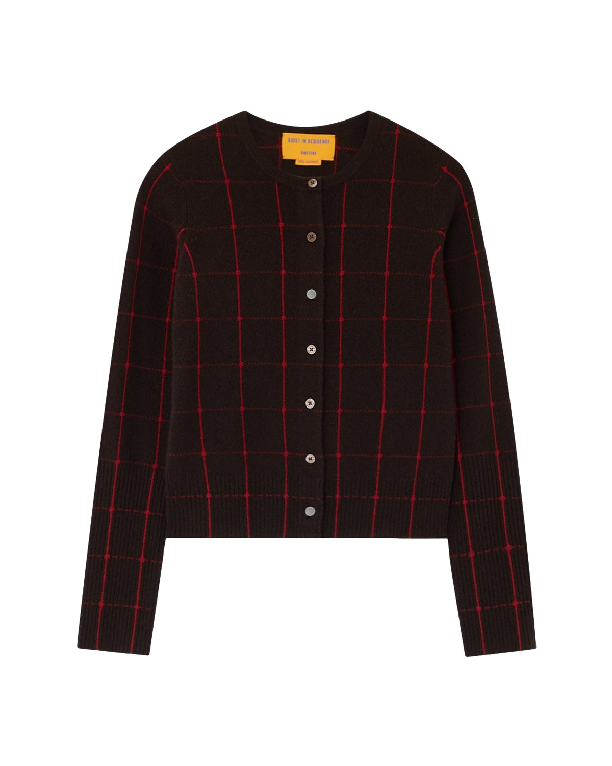 Guest In Residence Jane Checker Cardigan Burnt Cocoa/Carmine Cardigan Brun