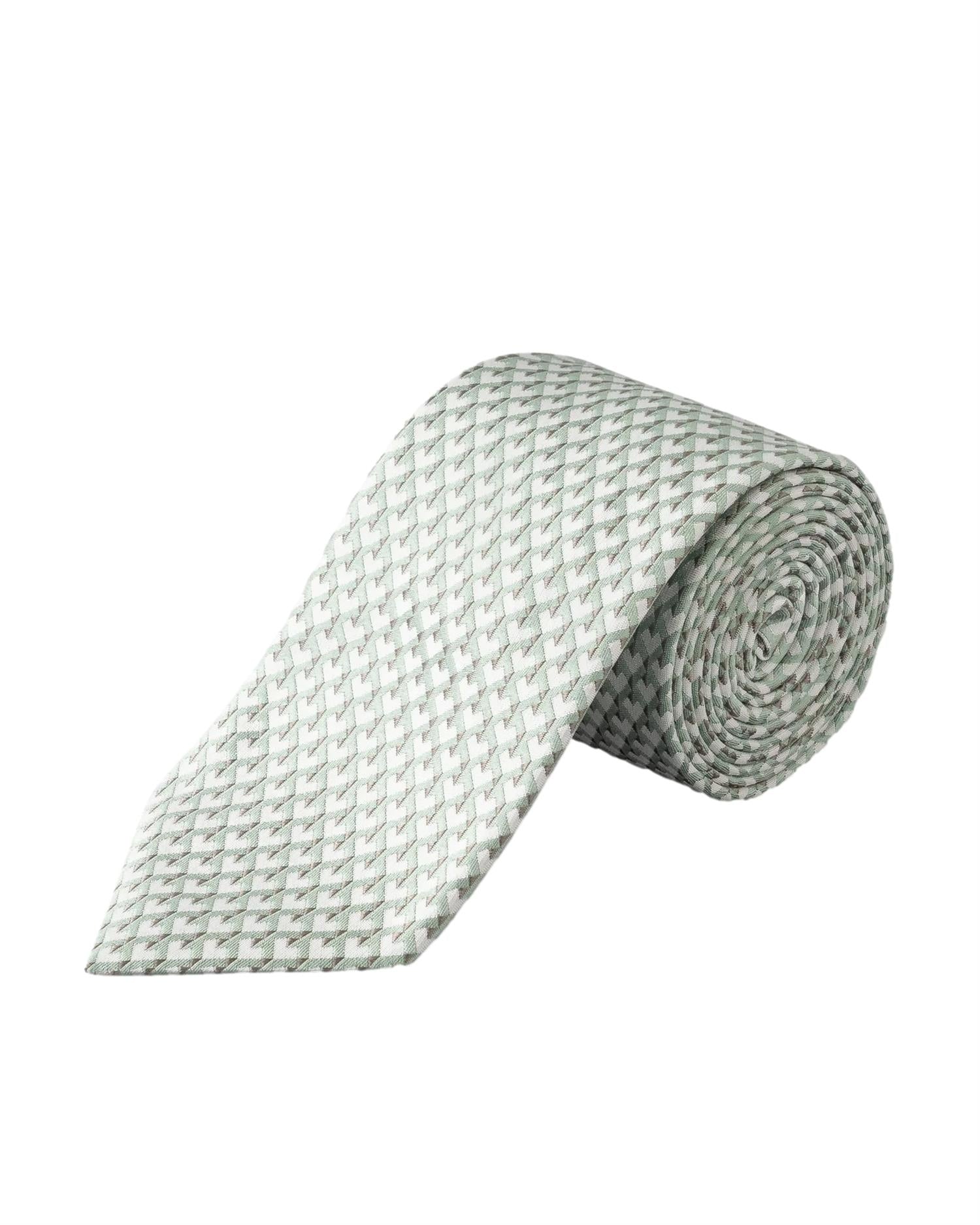 Eton Geometric Print Silk Tie Slips Grønn Mønster