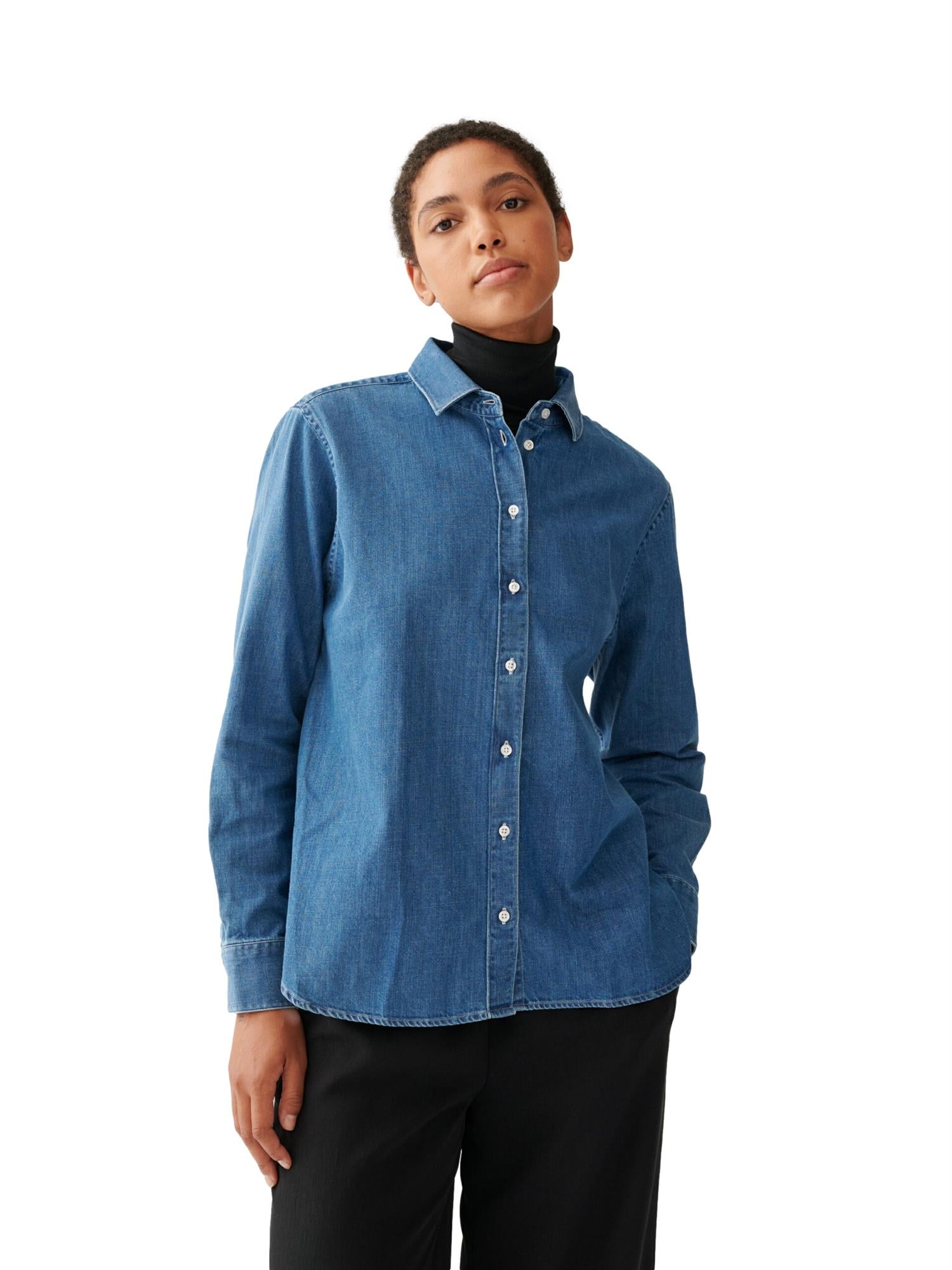 Julie Josephine Classic Denim Shirt Skjorte Blå - modostore.no