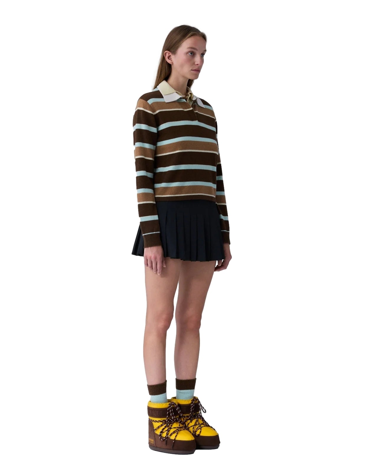 Guest In Residence Cropped Stripe Rugby Genser Brun Mønster