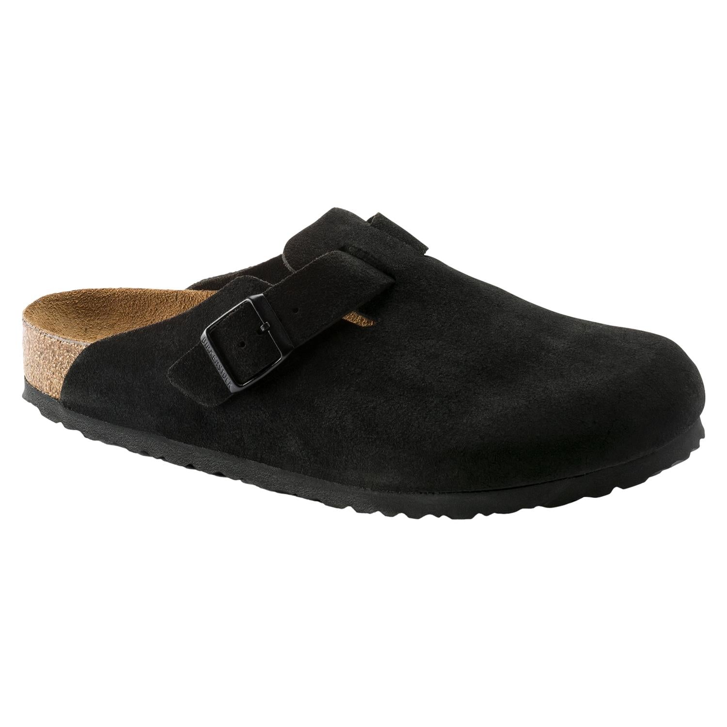 Birkenstock Boston Suede Leather Narrow Sko Sort - modostore.no