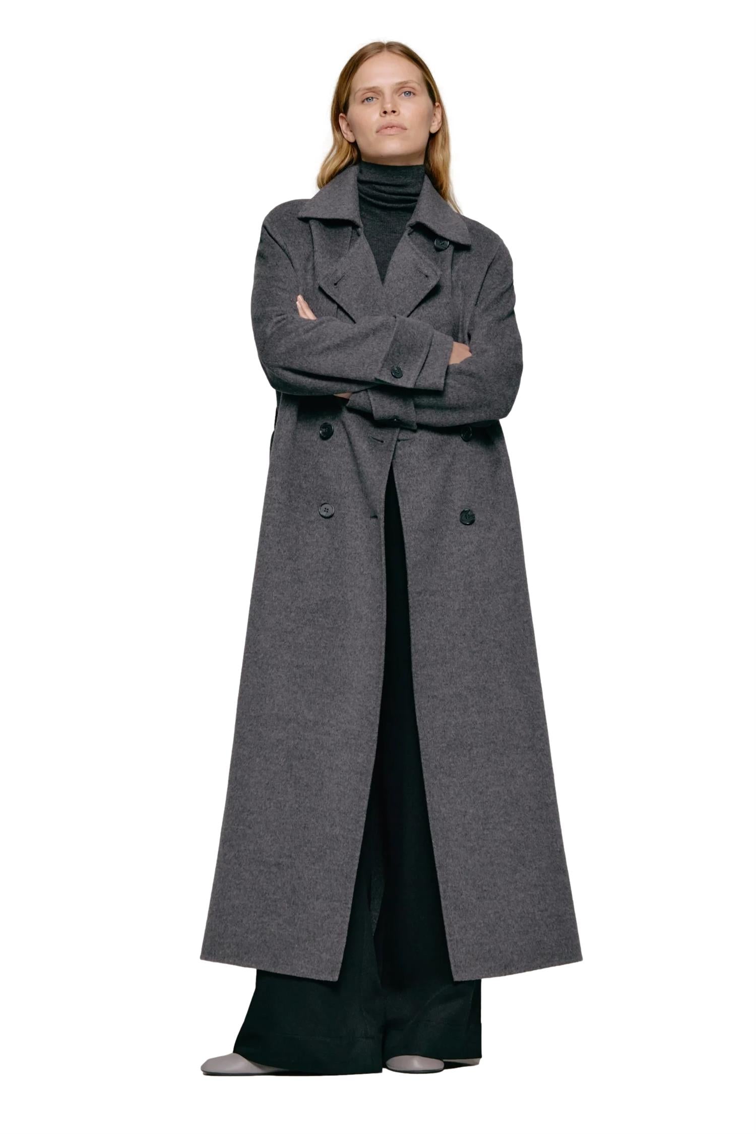 Julie Josephine Thale Wool Trenchcoat Jakke Mørkegrå - modostore.no