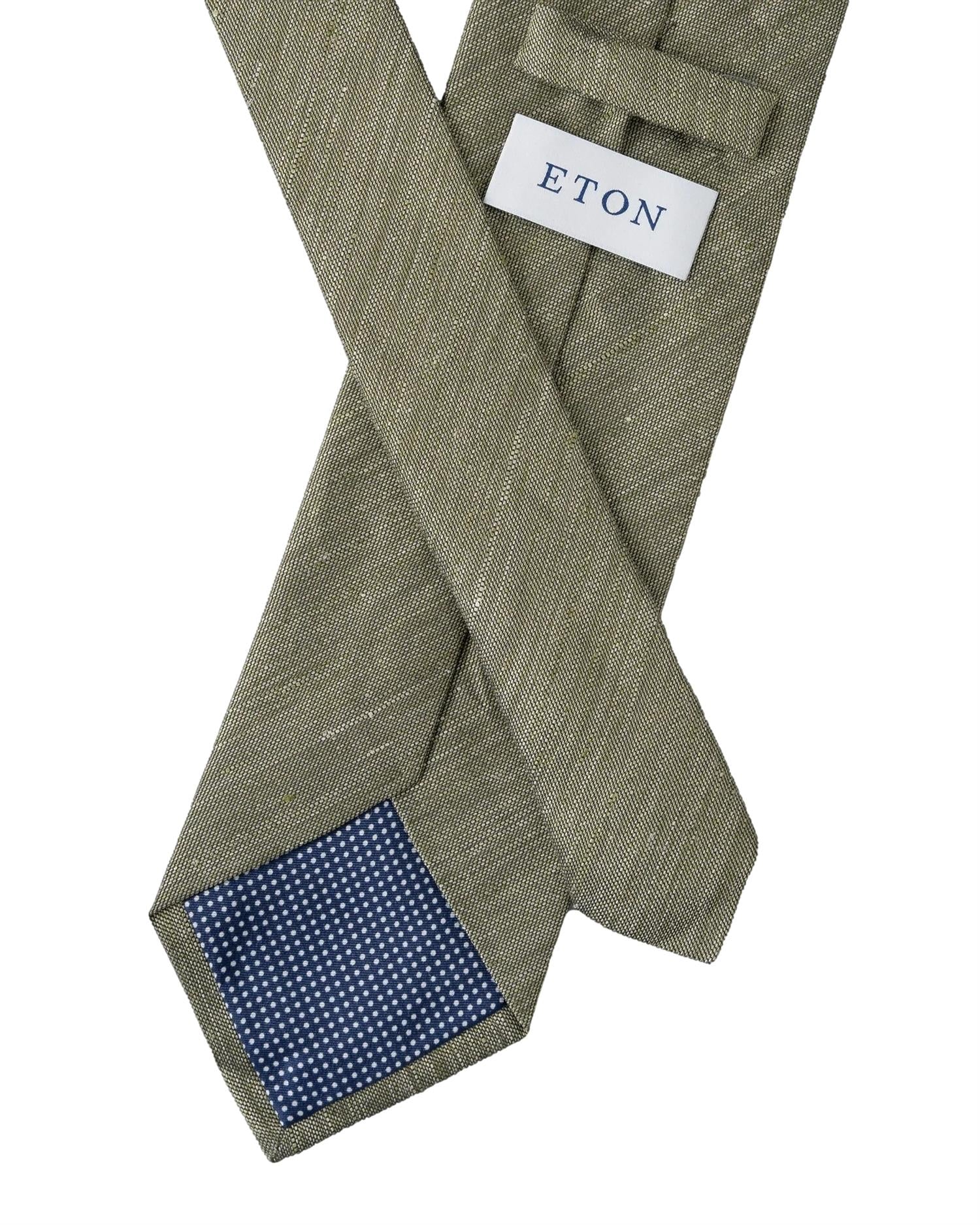 Eton Light Green Solid Silk Linen Tie Slips Lysegrønn