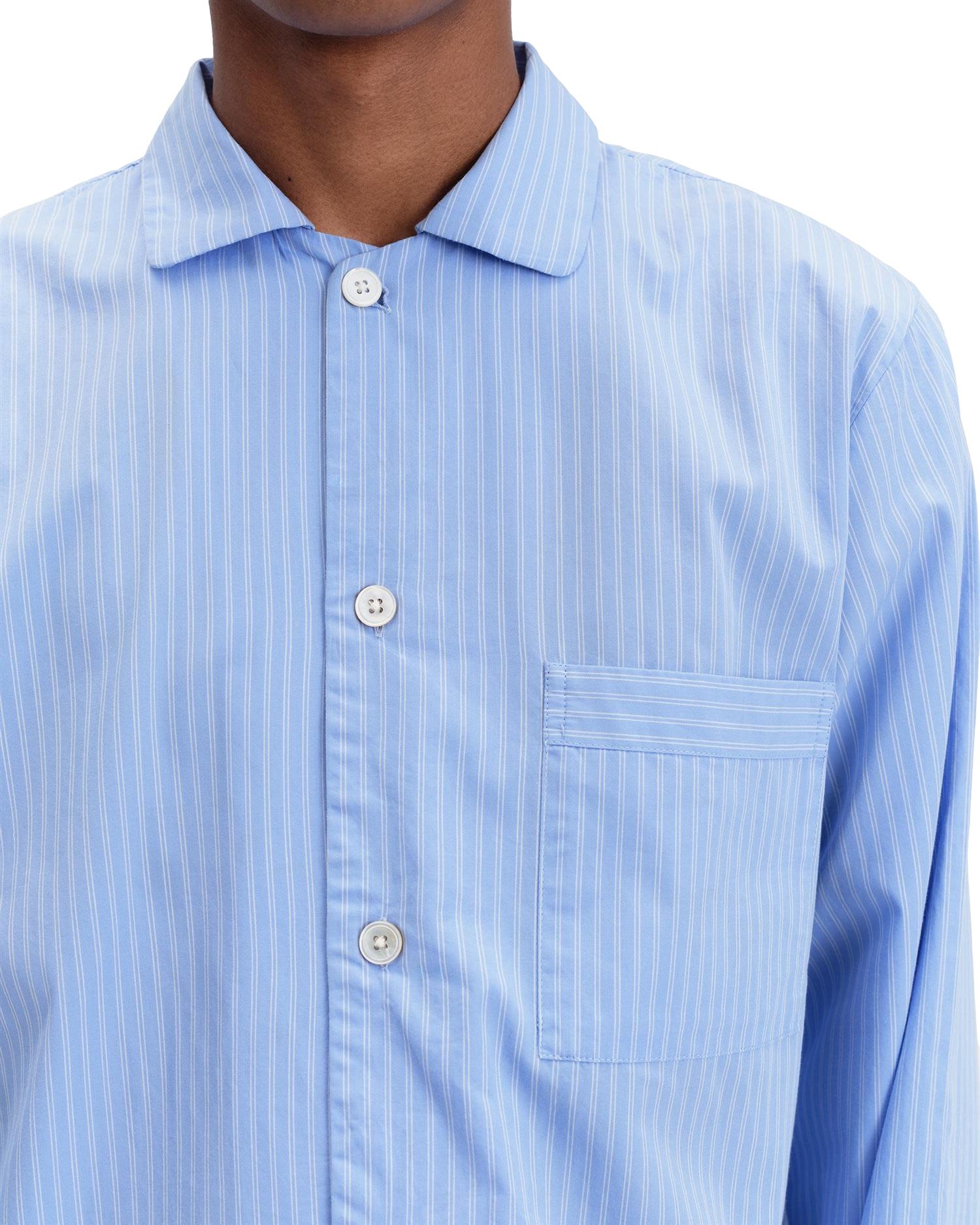Tekla Poplin Pyjamas Long Sleeve Shirt Pin Stripes Undertøy Blå