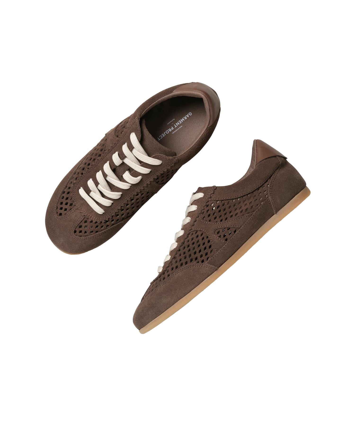 Garment Project Bea - Brown Perforated Suede Sko Brun