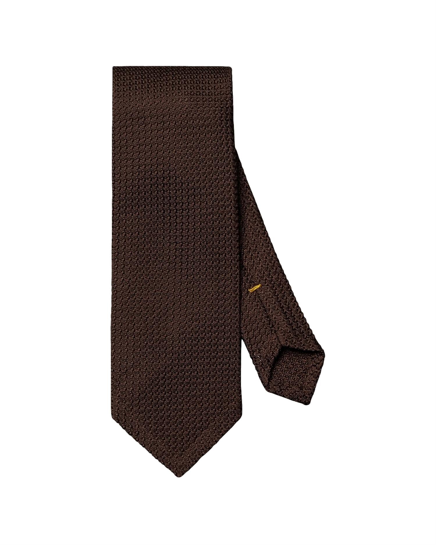 Eton Solid Grenadine Tie Slips Mørkebrun