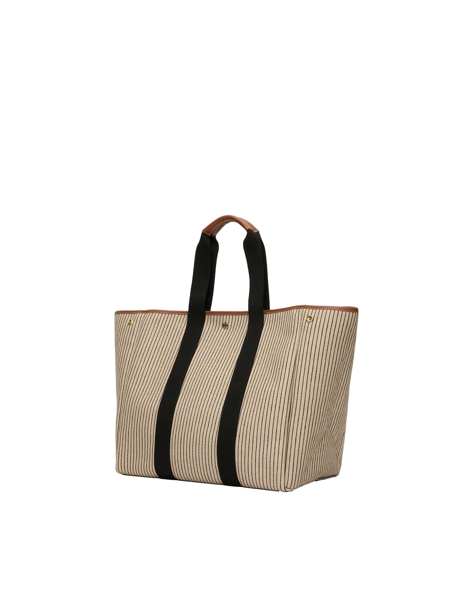 Rue de Verneuil Traversée L Anchor Chain Camel Veske Beige Striped