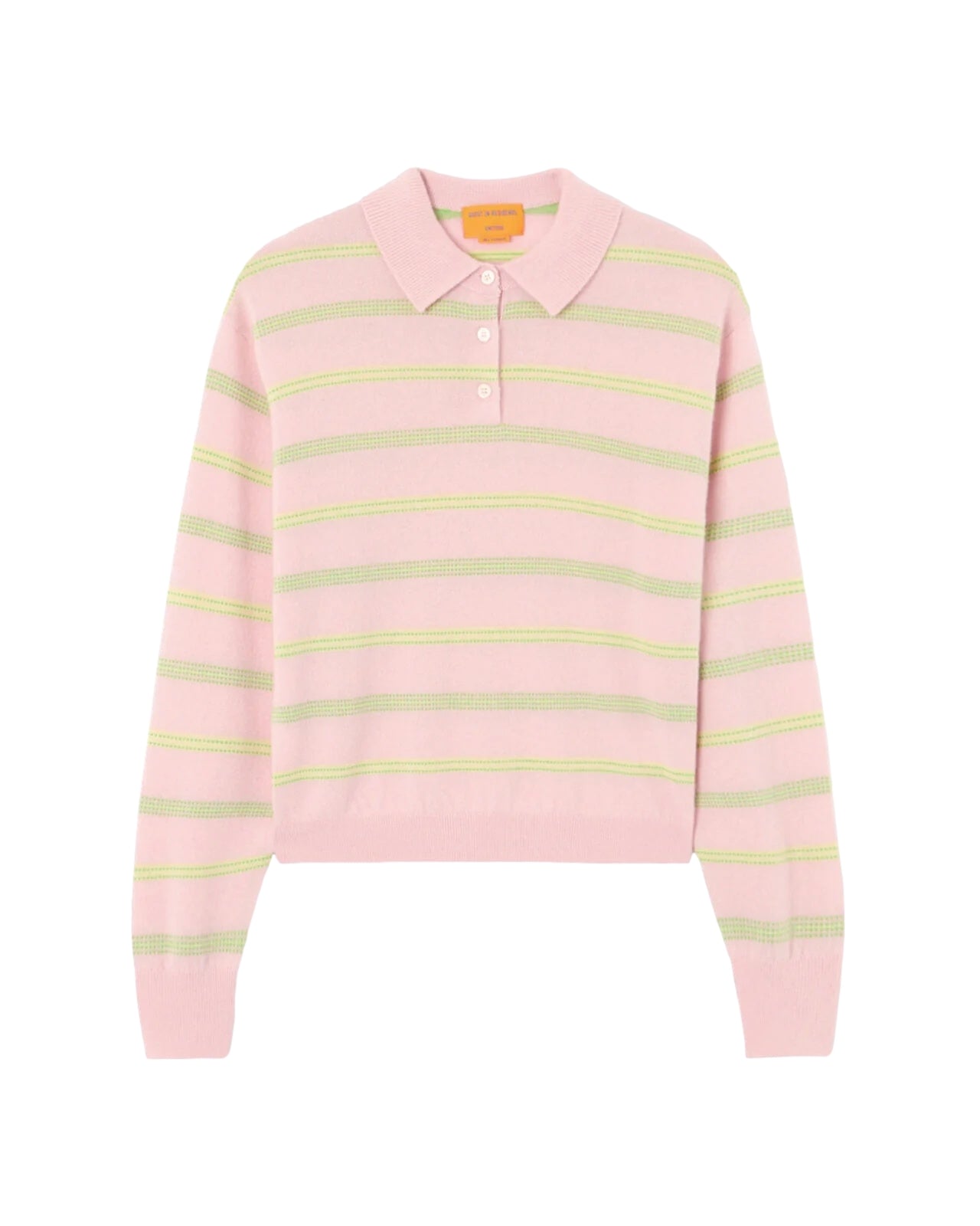 Guest In Residence Collegiate Stripe Polo Genser Rosa Og Grønn - modostore.no