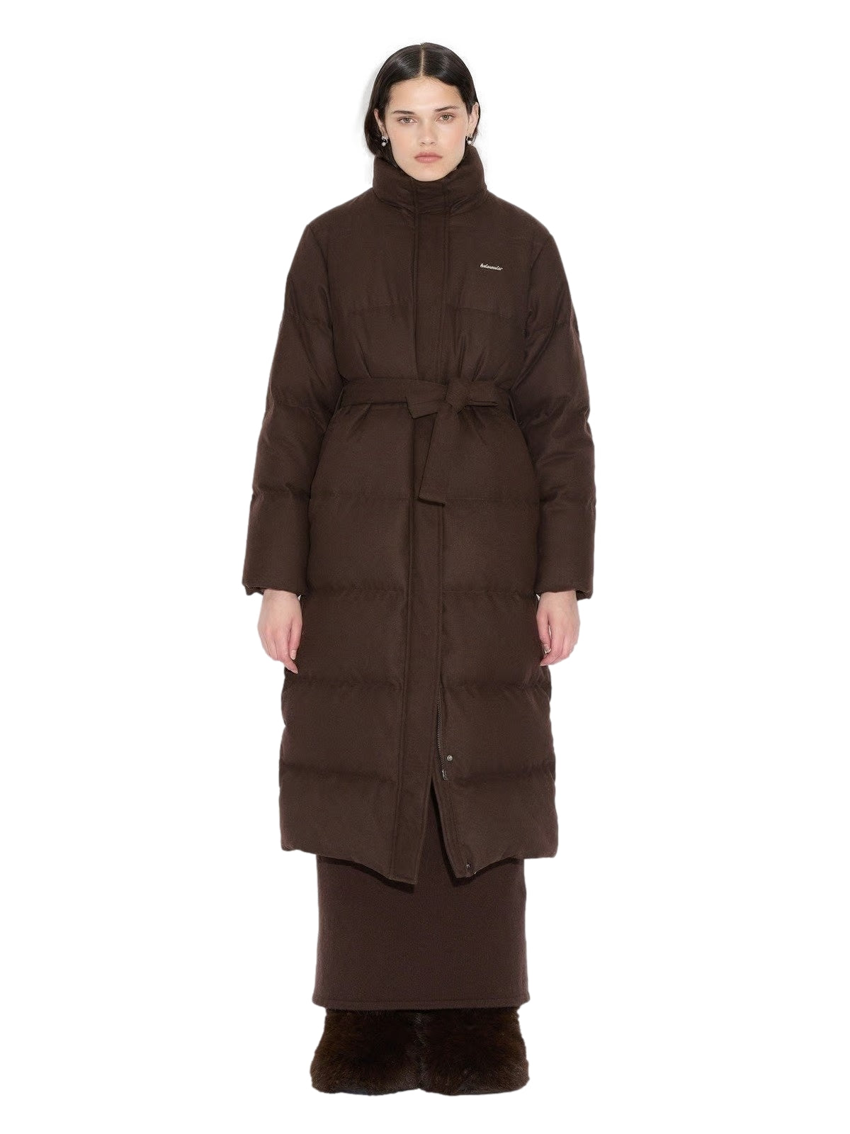 Holzweiler W Tech Wool Down Coat Jakke Mørkebrun