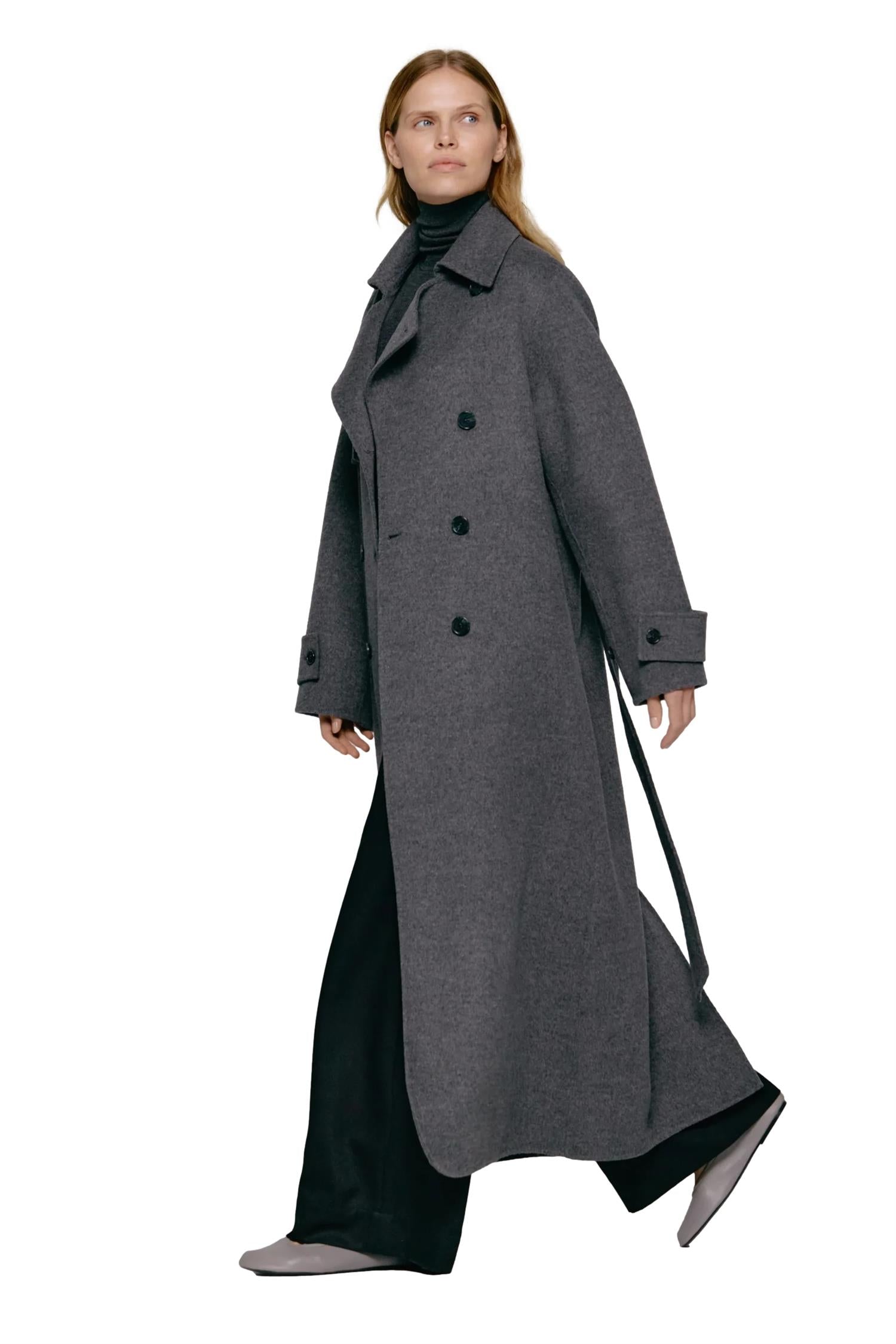 Julie Josephine Thale Wool Trenchcoat Jakke Mørkegrå - modostore.no