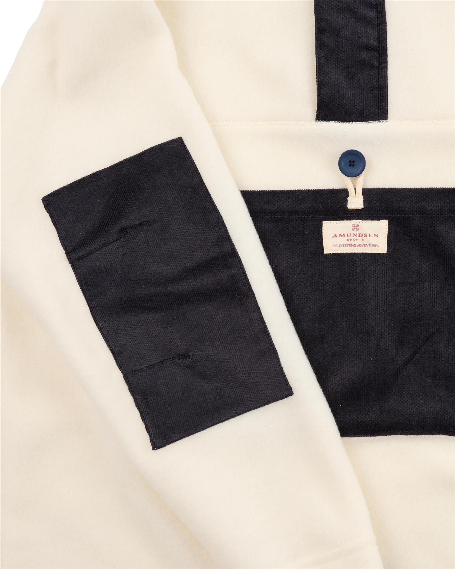 Amundsen V-Bond Cord Fleece Mens Genser Hvit Og Mørkeblå