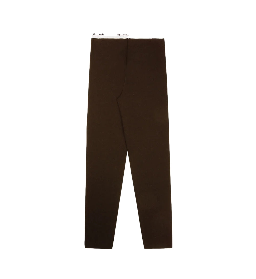 Sporty & Rich Serif Logo Ribbed Legging Tights Brun