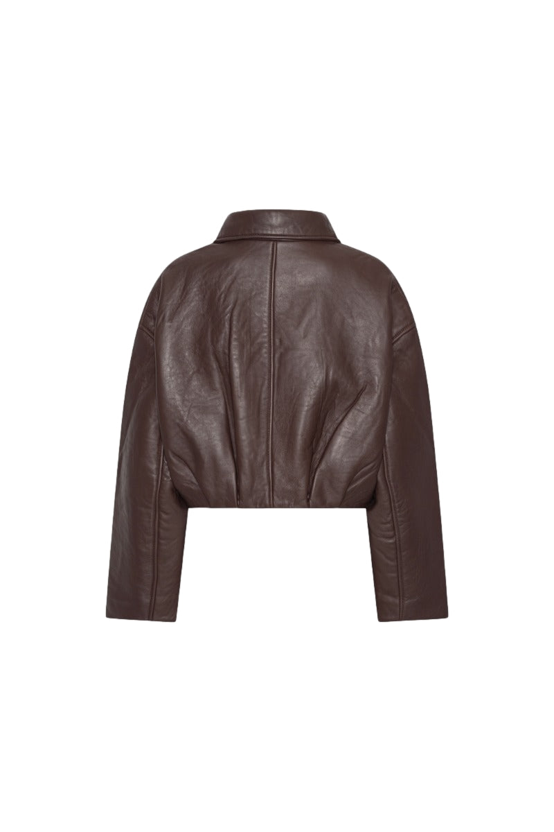 ROTATE Bonded Leather Jacket Kjole Mørkebrun