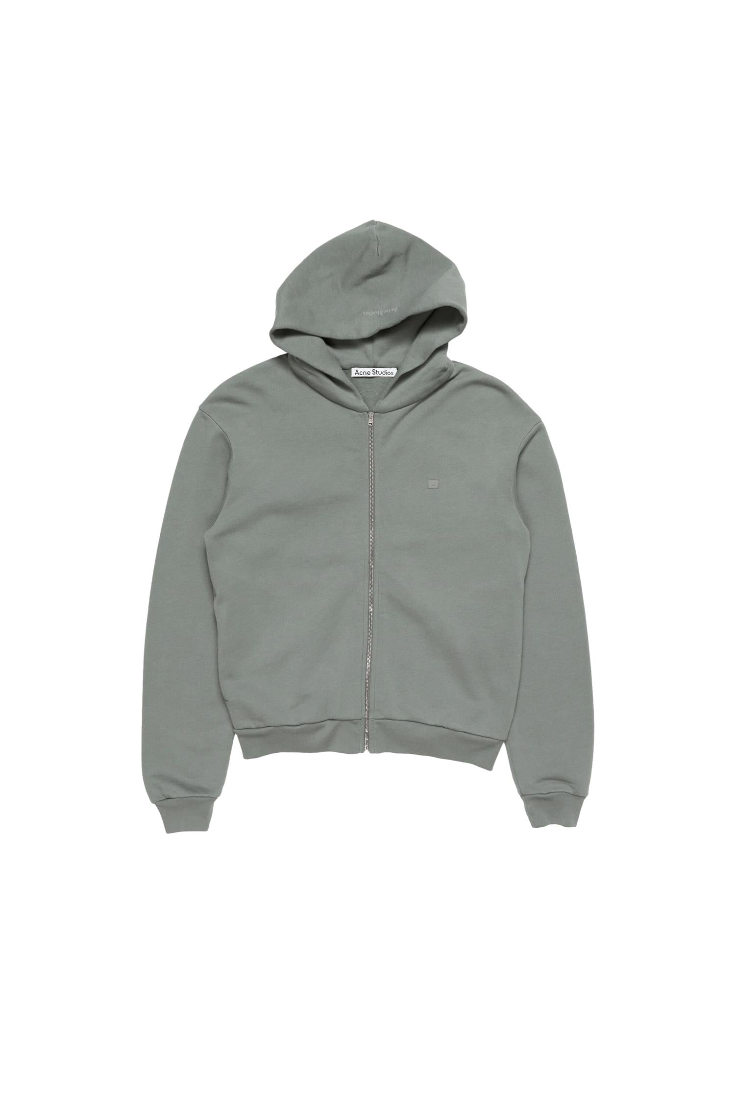 Acne Face Logo Zip-Up Hoodie Hettejakke Gråblå - modostore.no