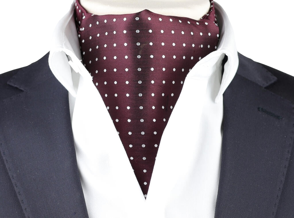 Manzini NOHR Carlos Polkadot Silk Ascot Halstørkle Burgunder