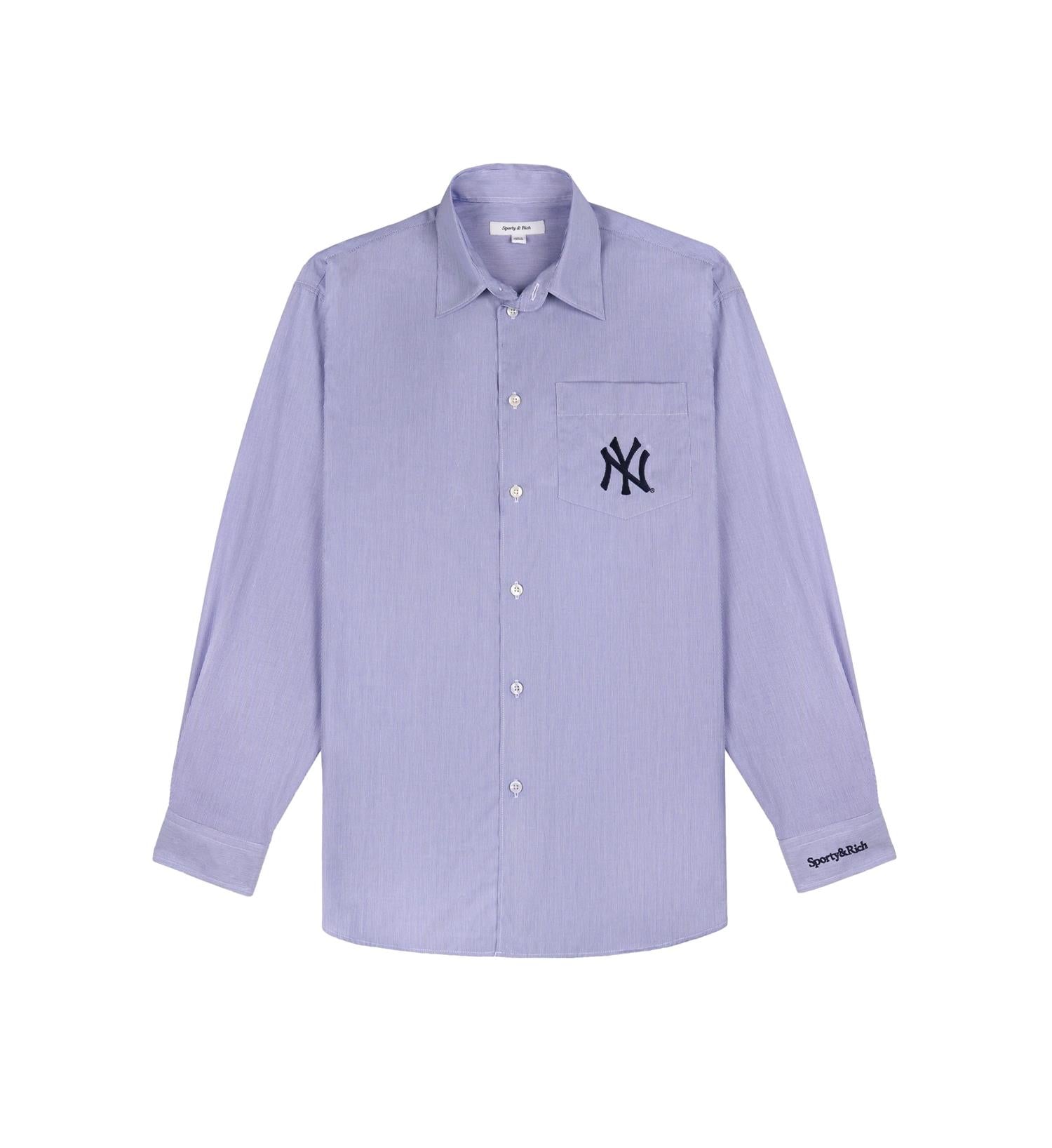 Sporty & Rich Yankees Serif Oversized Shirt Skjorte Lyseblå Striper - modostore.no