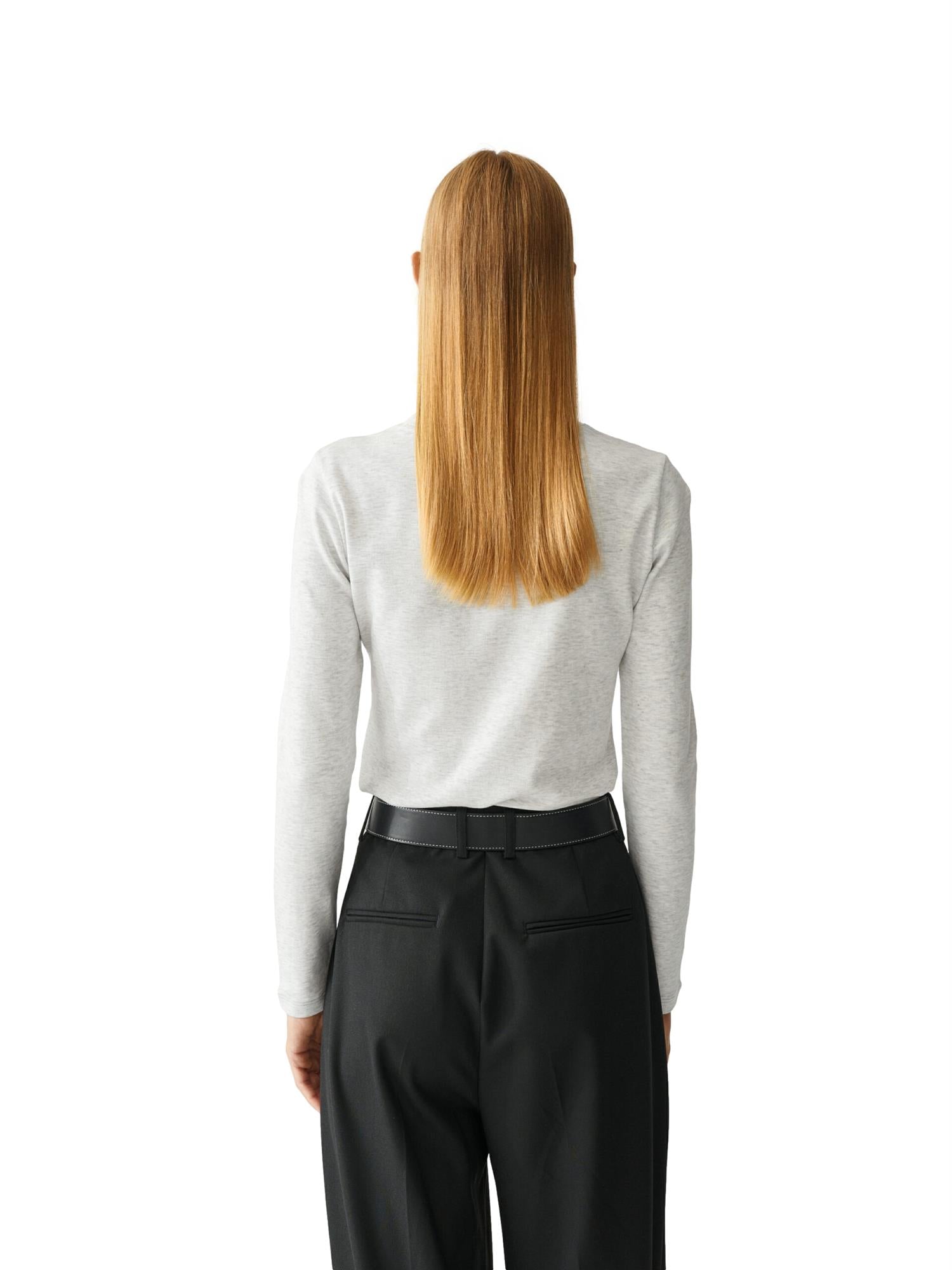 Julie Josephine Roundneck Cotton Jersey Longsleeve Genser Lys Grå Melert - modostore.no