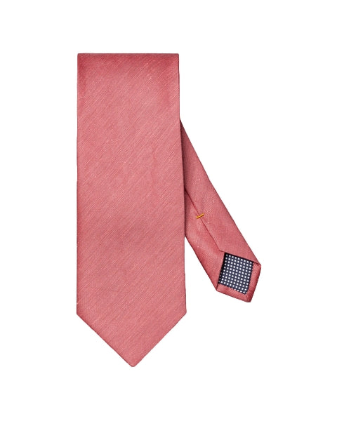 Eton Solid Woven Linen Silk Tie Red Slips Rød