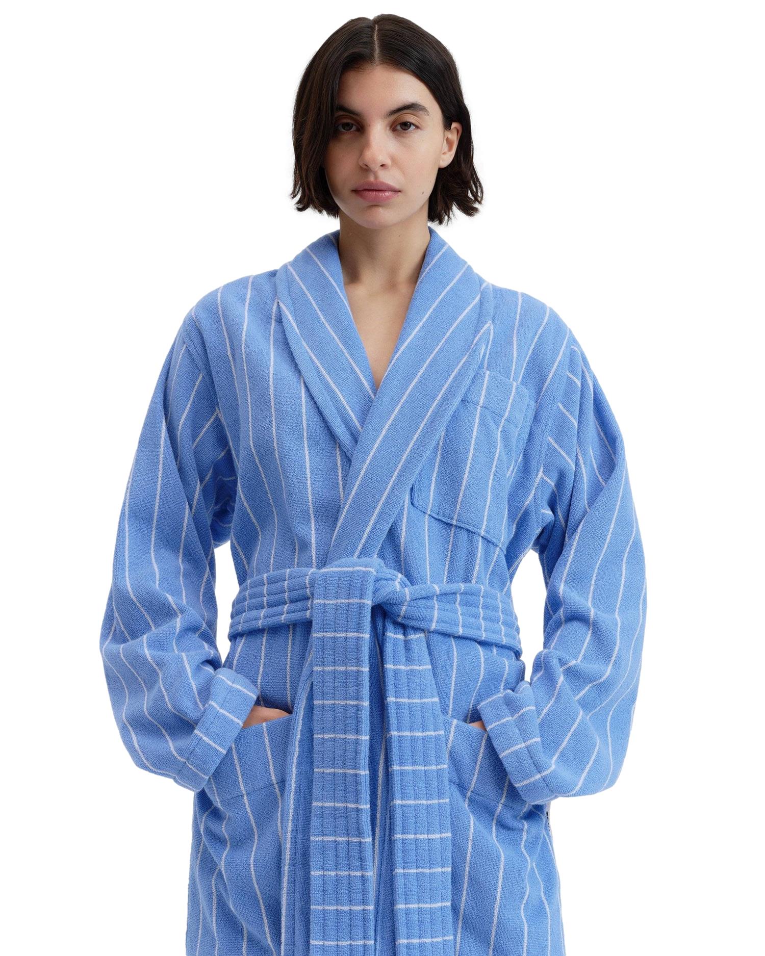 Tekla Classic Bathrobe Marseille Undertøy Morgenkåpe Blå